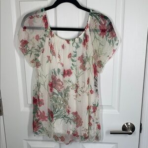 Luisa Ricci made in Italy silk floral print top size small red green and ivory